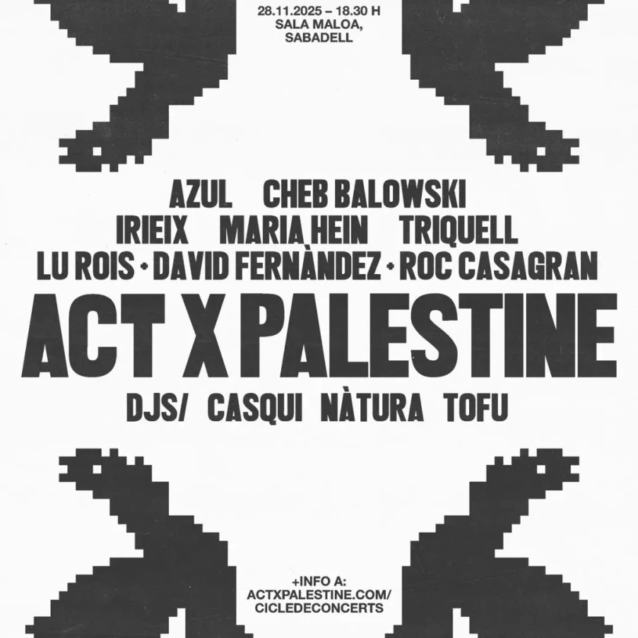 Featured image for “ACTXPALESTINE reunirá en el Palau Sant Jordi a artistas para reivindicar la cultura como espacio de protesta y resistencia”
